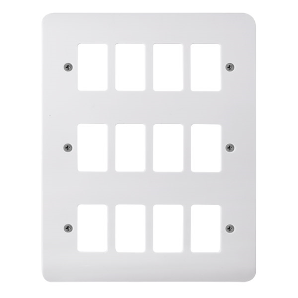 Click 12 Gang Gridpro Mode Frontplate White