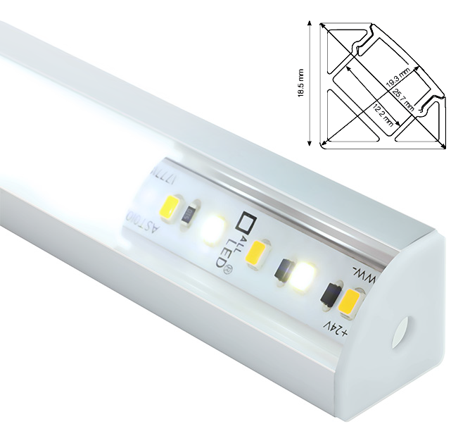 Allled Corner LED Strip Profile 18.5x18.5x2000mm