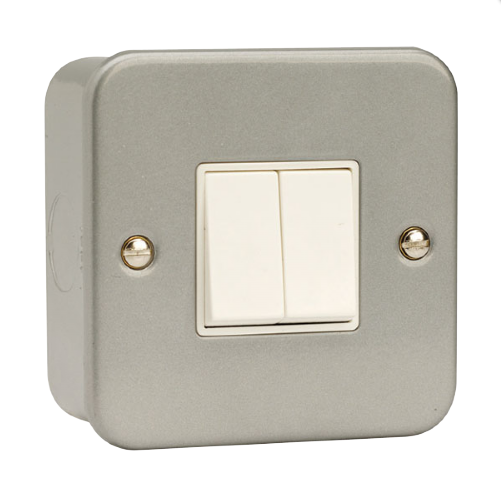 Click Light Switch 2 Gang 2 Way 10A Metal Clad