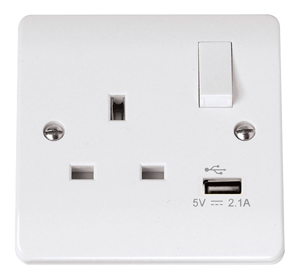 Click 1 Gang 13A USB Socket 1xUSB-A White