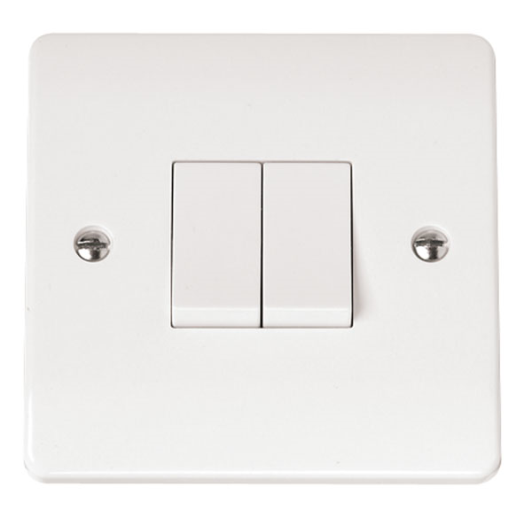 Click Light Switch 2 Gang 2 Way 10A White