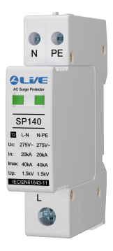 Liveelec Surge Protection Device Type2 Single Module 1P+N 40kA