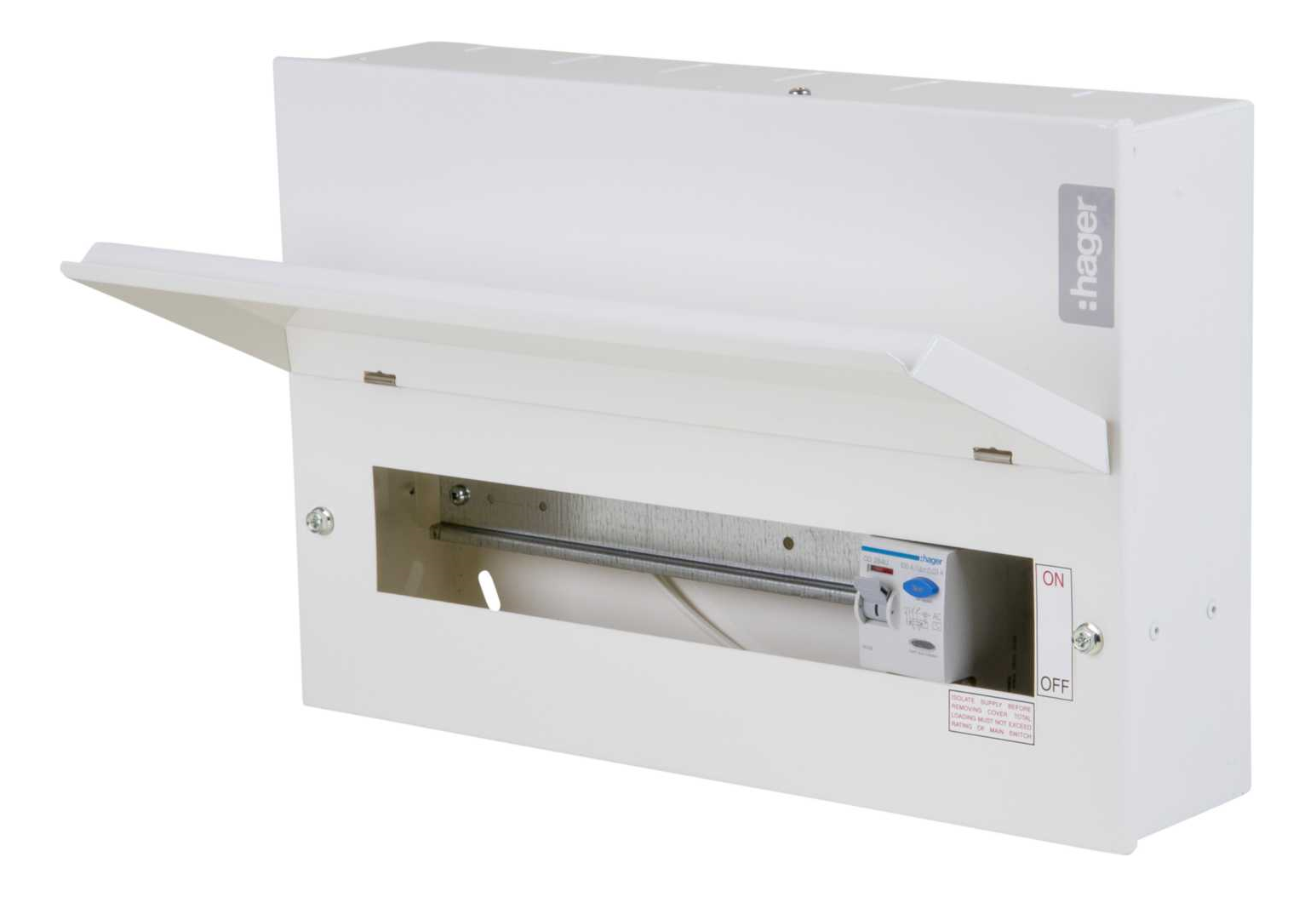 Hager Metal Consumer Unit 14 Useable Way 100A 30mA RCD 