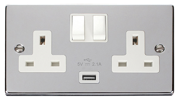 Click VPCH770WH Socket 2G Swd & USB 13A