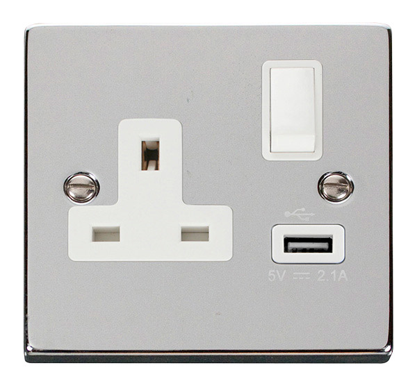 Click VPCH771WH Socket 1G Swd & USB 13A