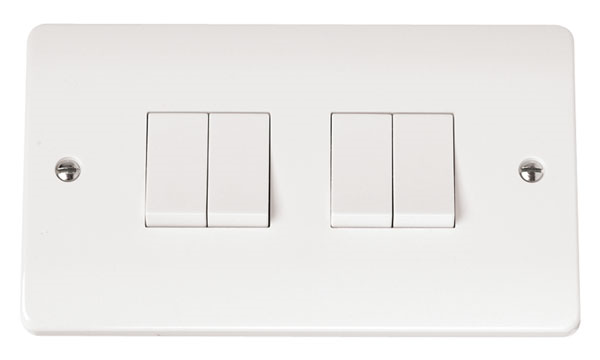 Click Light Switch 4 Gang 2 Way 10A White