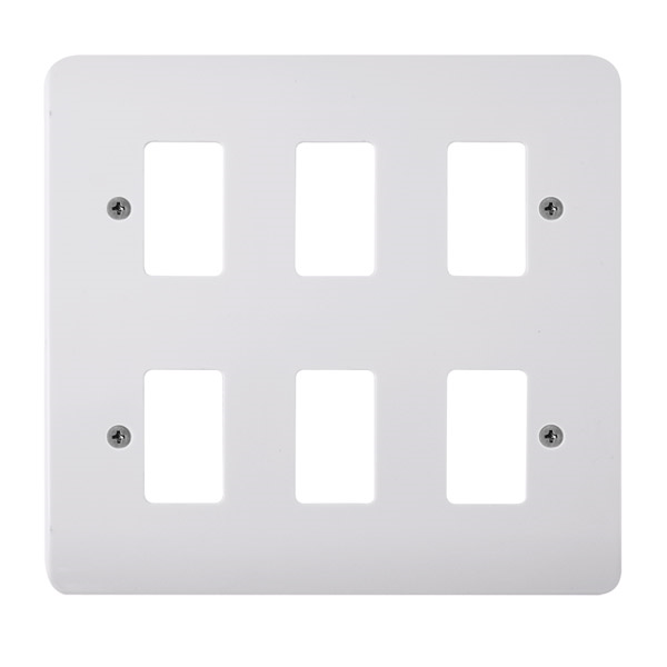 Click 6 Gang Gridpro Mode Frontplate White