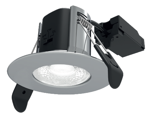 Allled Atom Fire Rated LED Dimmable Downlight Fixed Polished Chrome IP65 CCT