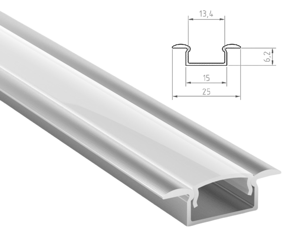 Recessed LED Profile Set Silver