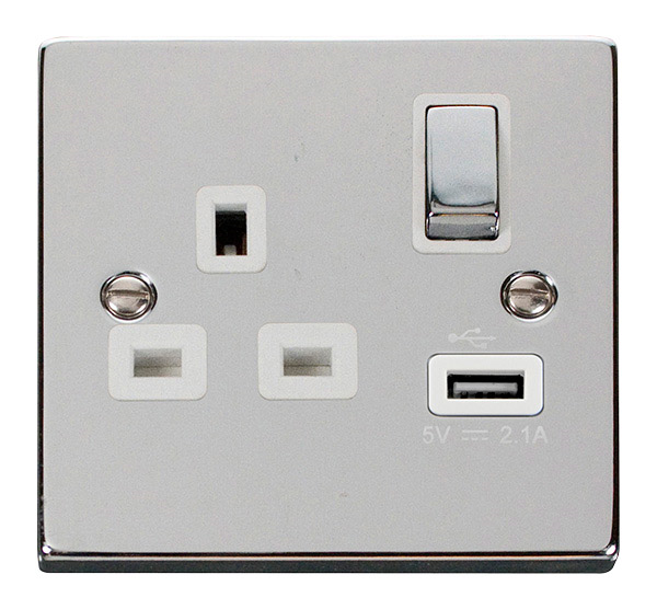 Click VPCH571WH Socket 1G Swd & USB 13A