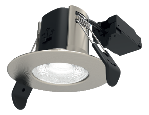 Allled Atom Fire Rated LED Dimmable Downlight Fixed Satin Nickel IP65 CCT