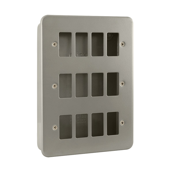 Click 12 Gang Frontplate & Plain Back Box Metal Clad 