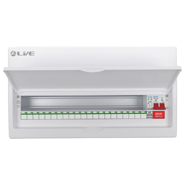 Liveelec SRN 21 Usable Consumer Unit C/W Surge & 100A Main Switch
