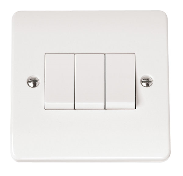 Click Light Switch 3 Gang 2 Way 10A White