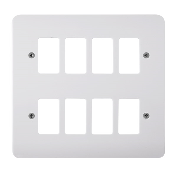 Click 8 Gang Gridpro Mode Frontplate White