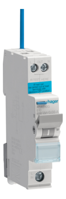 Hager RCBO B Curve Type A 10amp 30mA 6kA