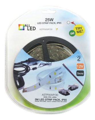 Allled LED Strip Kit Inc. Driver 8mm 5W/m 12V IP65 4000K